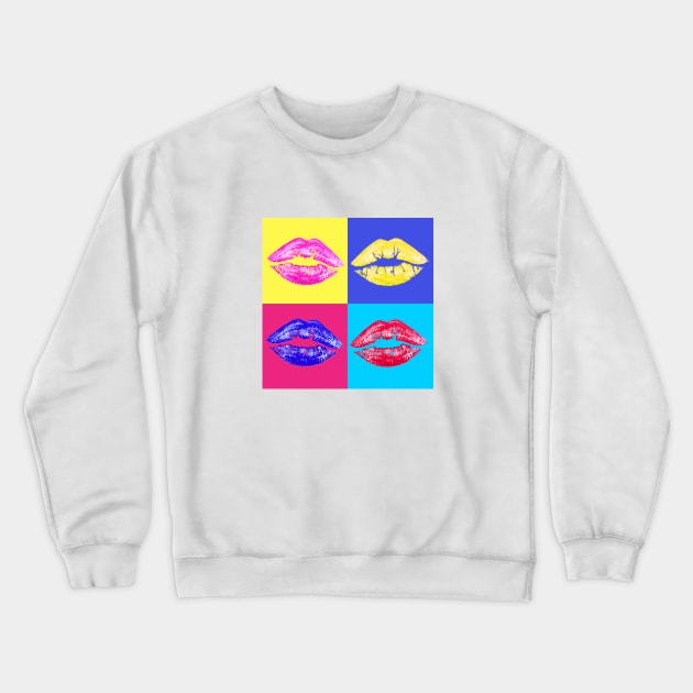 LIPS ON COLOURED SQUARES Crewneck Sweatshirt by LASTARR